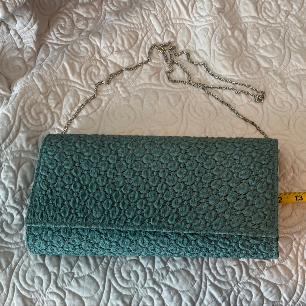Elegant Teal Lace Clutch